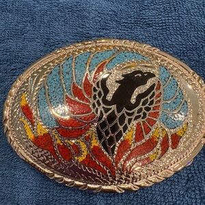 Colorful Firebird Mosaic Belt Buckle